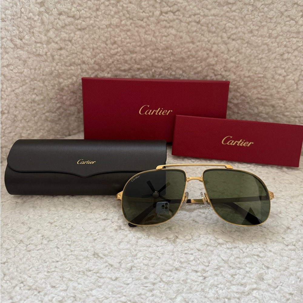 Cartier gold black green authentic sunglasses